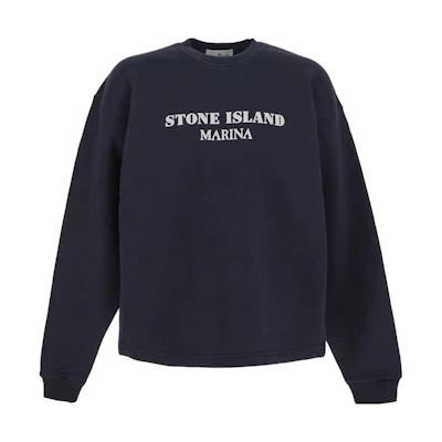 Stone Island FW23 Marina Logo Pullover Crewneck Sweatshirt Blue 7915671X6-V0020
