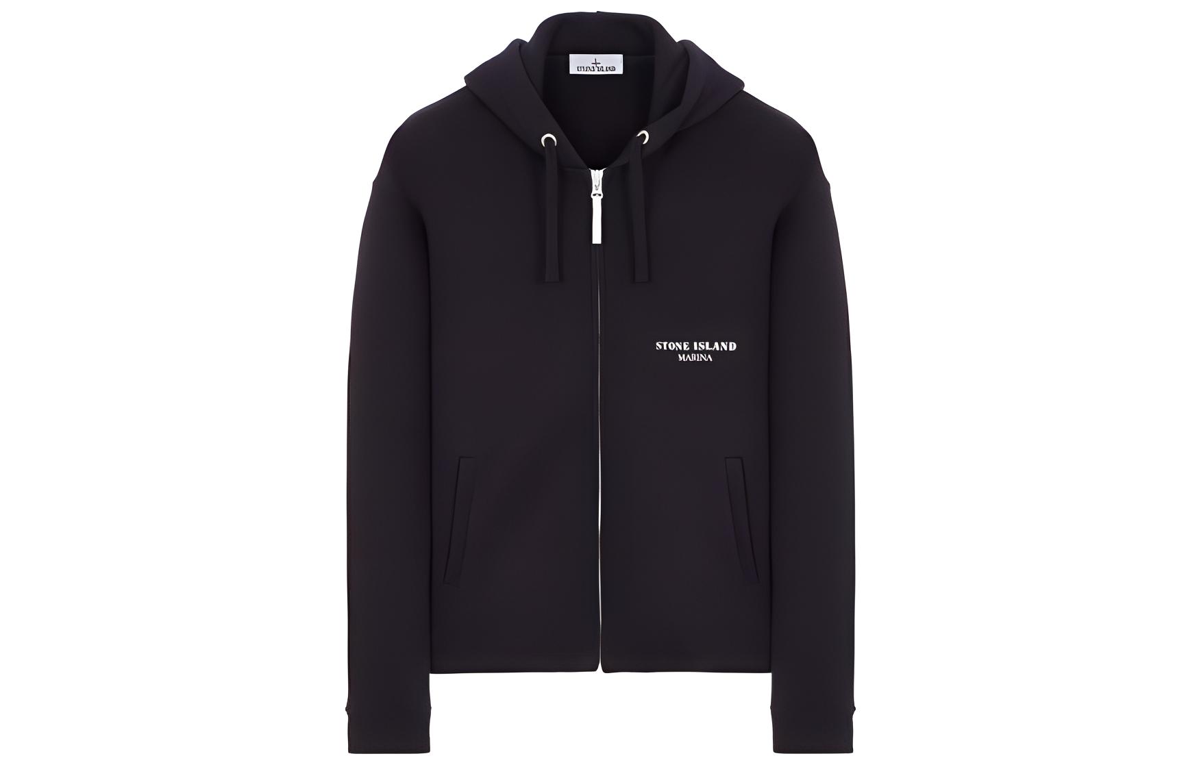 Stone Island FW23 Marina Navy Blue Zip Drawstring Hoodie Unisex 7915652X6-V0020