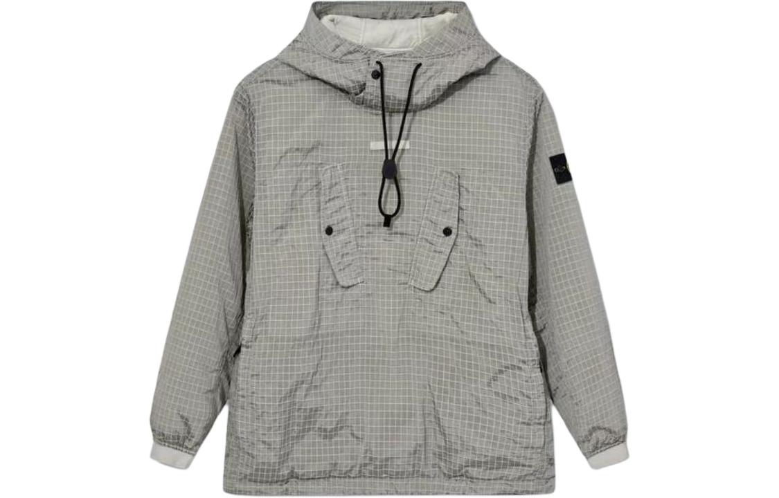 Order Chaqueta con Capucha de Nylon Metálico a Cuadros Stone Island FW23 - Gris Arcilla. 791543332-V0097