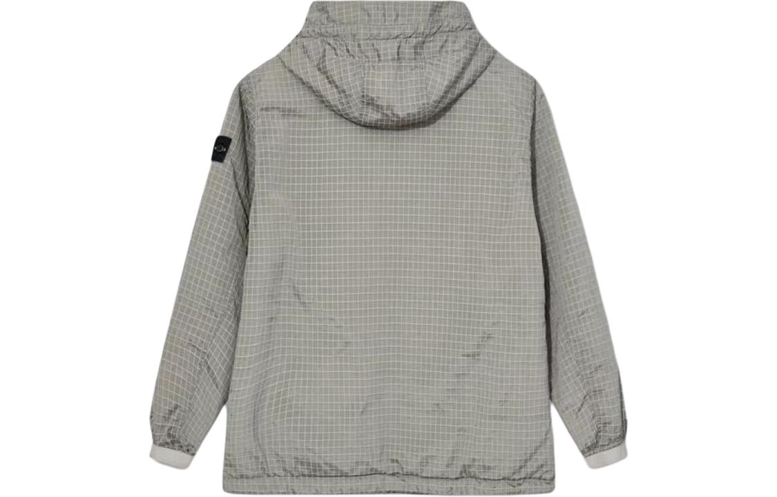 Lookbook Chaqueta con Capucha de Nylon Metálico a Cuadros Stone Island FW23 - Gris Arcilla. 791543332-V0097