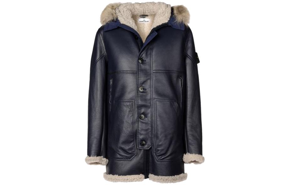 Stone Island FW23 Navy Blue Shearling Hoodie Jacket Unisex 611500479-V0020