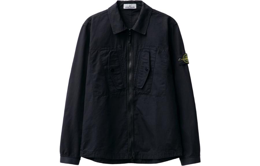 Stone Island FW23 Navy Blue Zip Sleeve Patch Shirt Jacket Men 791511112-V0020 圖 2
