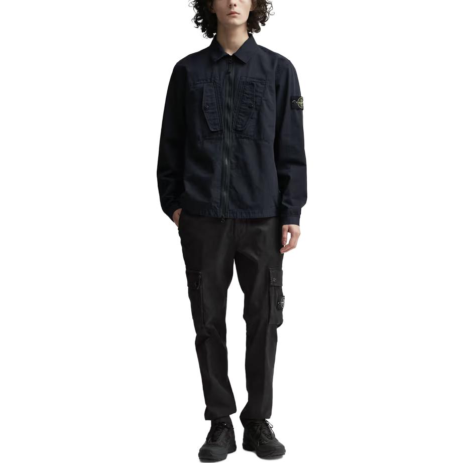 Stone Island FW23 Navy Blue Zip Sleeve Patch Shirt Jacket Men 791511112-V0020 圖 4