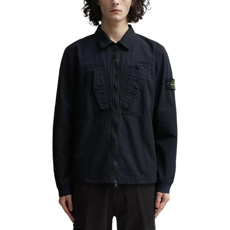 Stone Island FW23 Navy Blue Zip Sleeve Patch Shirt Jacket Men 791511112-V0020 圖 6