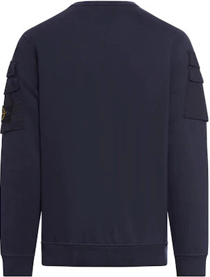 Stone Island FW23 Navy Cotton Crewneck Sweatshirt Lengan Kantong Casual Wear 791560577-V0020 Lookbook Stone Island FW23 Navy Cotton Crewneck Sweatshirt Lengan Kantong Casual Wear 791560577-V0020