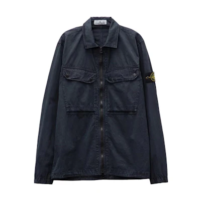 STONE ISLAND FW23 Navy Organic Cotton Washed Logo Shirt Jacket 7915102WN-V0120