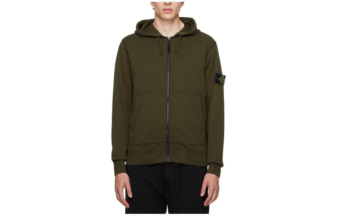 STONE ISLAND FW23 Olive Green Logo Hoodie Zip-Up Sweatshirt for Men 791564251-V0058 圖 2