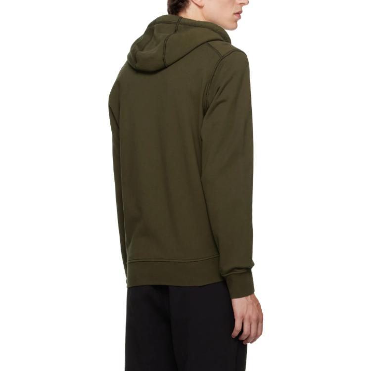STONE ISLAND FW23 Olive Green Logo Hoodie Zip-Up Sweatshirt for Men 791564251-V0058 圖 4