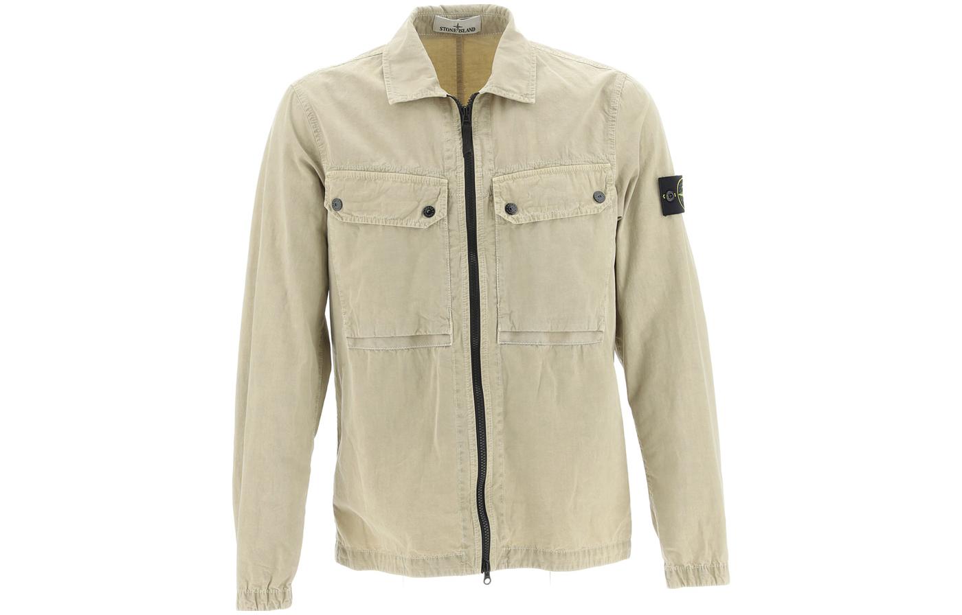 Stone Island FW23 Organic Cotton Washed Double Pocket White Shirt Jacket Men 7915102WN-V0195