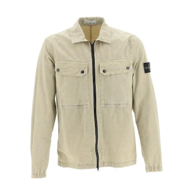 Stone Island FW23 Organic Cotton Washed Double Pocket White Shirt Jacket Men 7915102WN-V0195