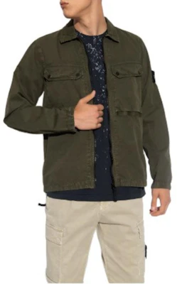 STONE ISLAND FW23 Jaket Kemeja Logo Kapas Organik Hijau Zaitun Lelaki 7915102WN-V0158 Lookbook STONE ISLAND FW23 Jaket Kemeja Logo Kapas Organik Hijau Zaitun Lelaki 7915102WN-V0158