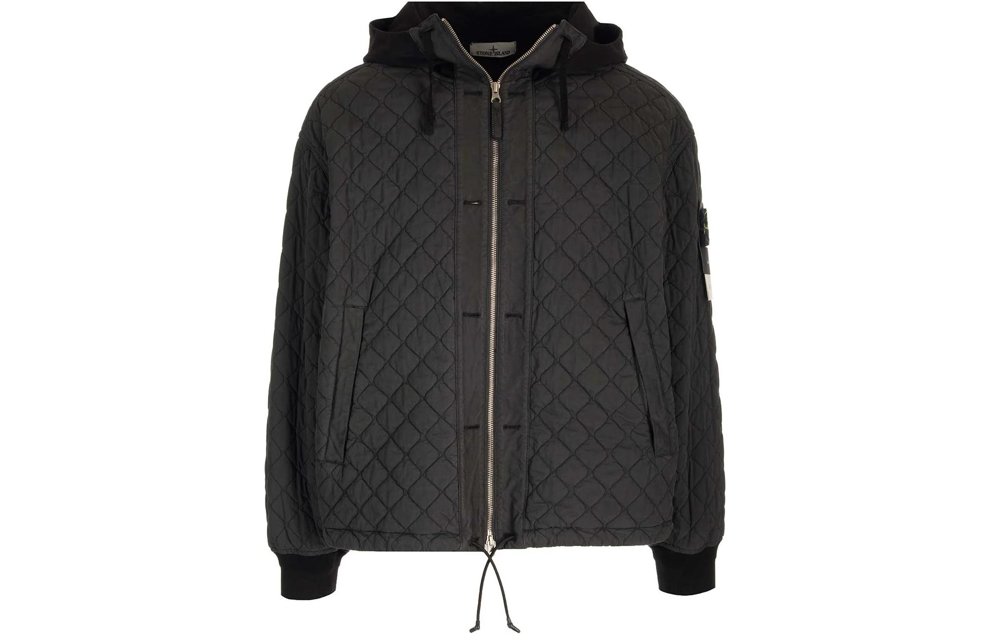 Stone Island FW23 Quilted Drawstring Zip Hoodie Jacket Men’s Lead Gray 791540133-V0062