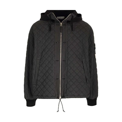 Stone Island FW23 Quilted Drawstring Zip Hoodie Jacket Men’s Lead Gray 791540133-V0062
