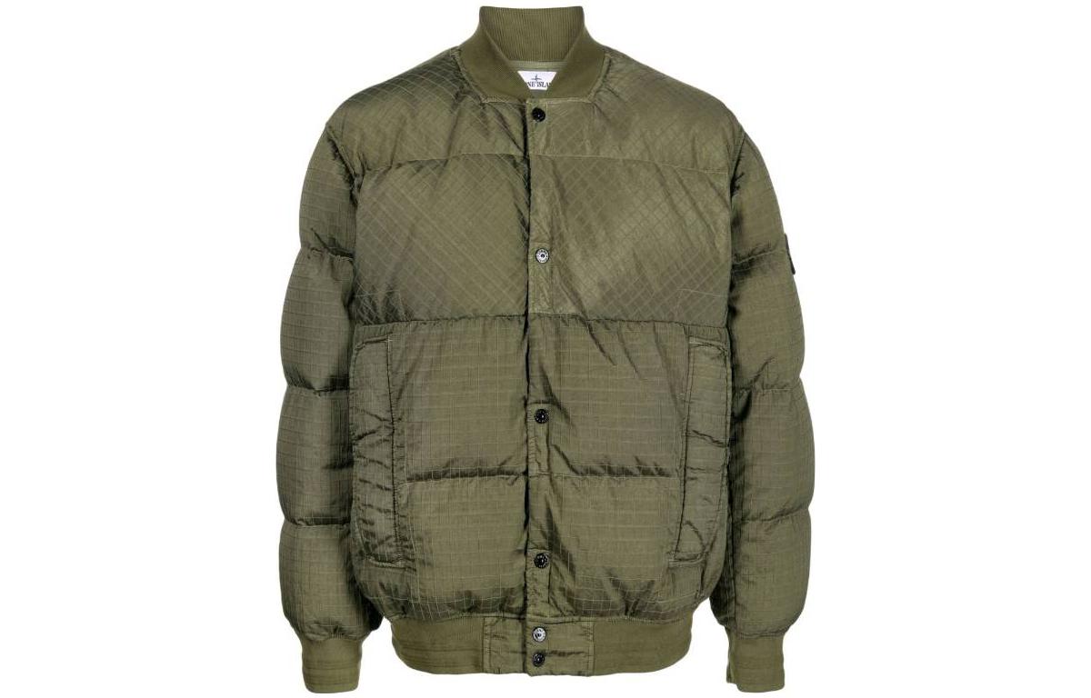 Stone Island FW23 Ripstop Metallic Nylon Badge Down Jacket Green Unisex. 791543232-V0058