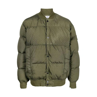 Stone Island FW23 Ripstop Metallic Nylon Badge Down Jacket Green Unisex. 791543232-V0058