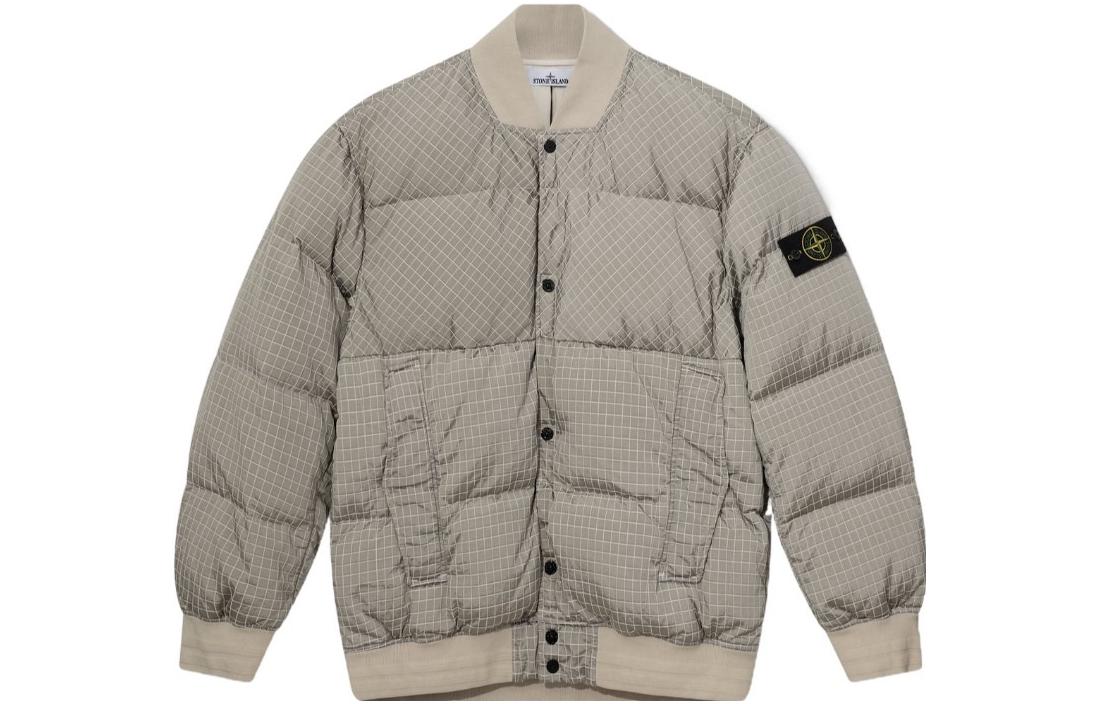 STONE ISLAND FW23 Ripstop Metallic Nylon Badge Down Jacket Unisex - Gray 791543232-V0097