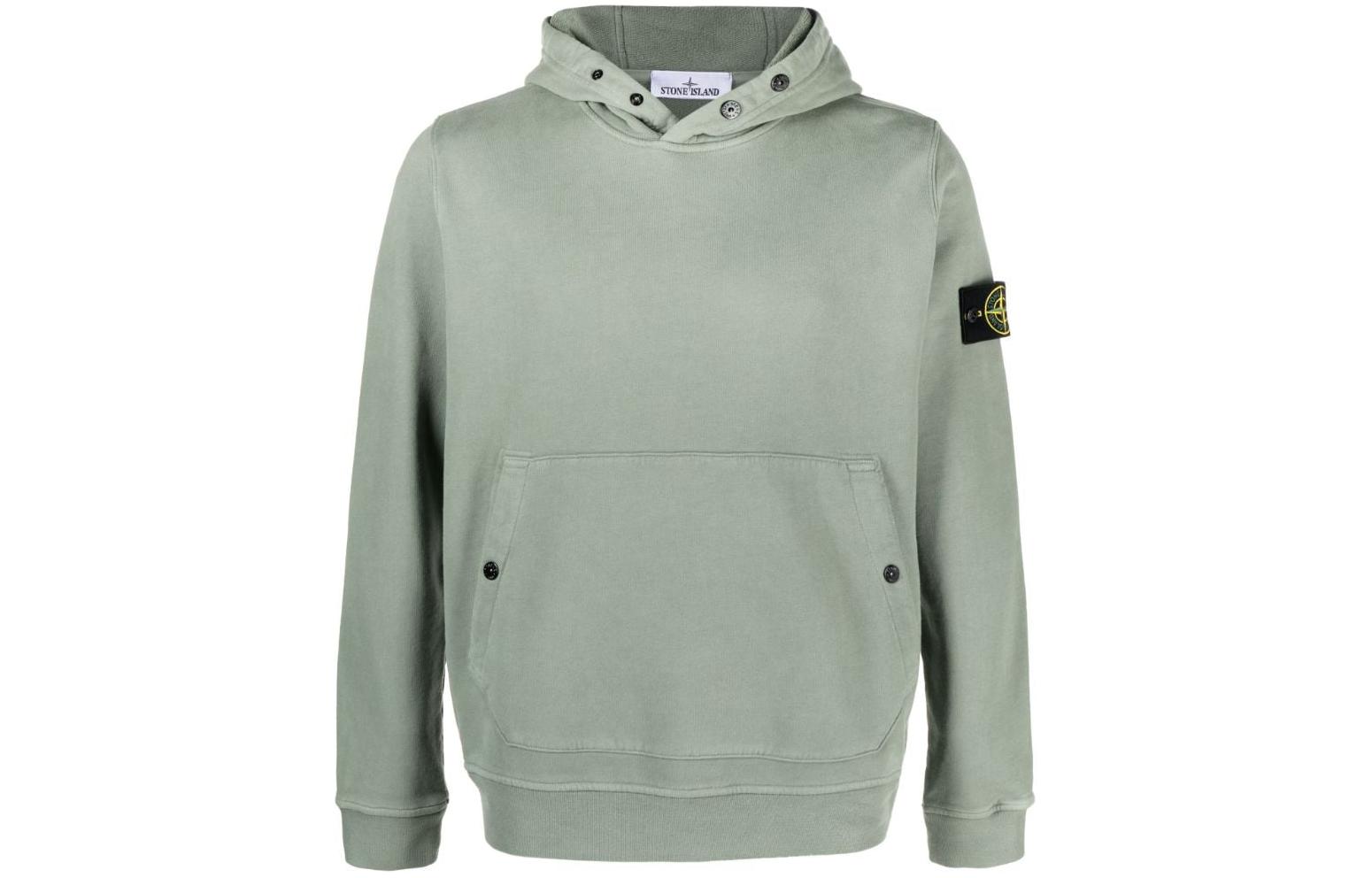 Stone Island FW23 Sage Green Pullover Hoodie Casual Style 791561720-V0064
