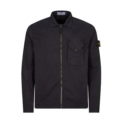 STONE ISLAND FW23 Single Pocket Gabardine Zip Jacket Shirt Navy . 791511010-V0020