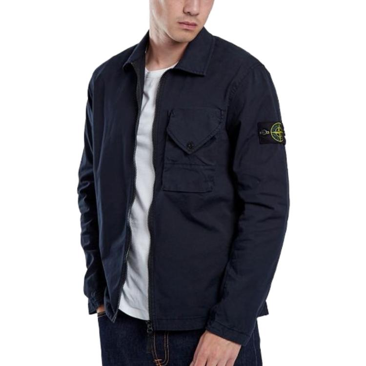 STONE ISLAND FW23 Single Pocket Gabardine Zip Jacket Shirt Navy . 791511010-V0020 圖 4