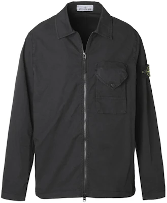 STONE ISLAND FW23 Single Pocket Gabardine Zip Long Sleeve Shirt Black Men. 791511010-V0029 Order STONE ISLAND FW23 Single Pocket Gabardine Zip Long Sleeve Shirt Black Men. 791511010-V0029