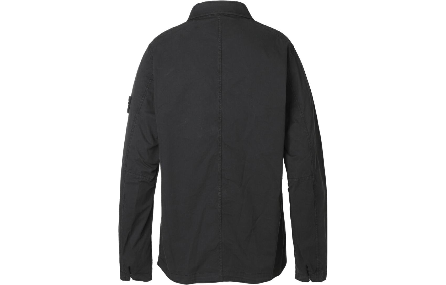 Lookbook STONE ISLAND FW23 Single Pocket Gabardine Zip Long Sleeve Shirt Black Men. 791511010-V0029