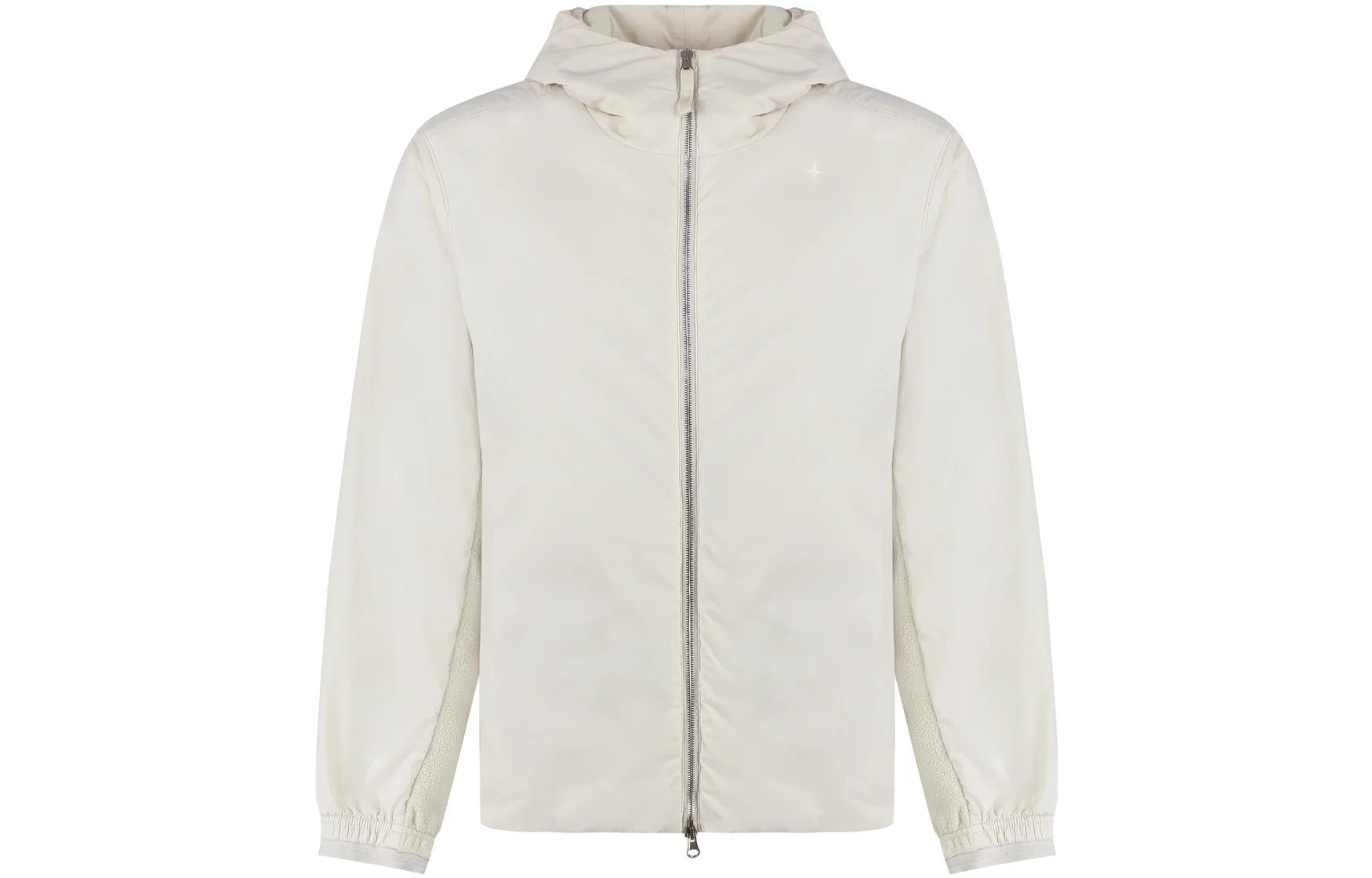 Stone Island FW23 Slim Fit White Zip-Up Hooded Jacket for Men 7915405G2-V0097