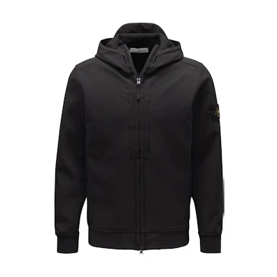 STONE ISLAND FW23 Soft Shell-R e.dye® Waterproof Hooded Jacket Black 7915Q0122V0029