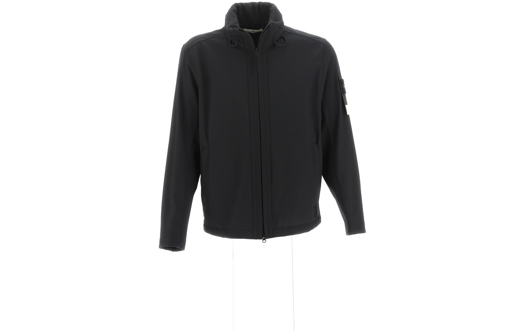 STONE ISLAND FW23 Soft Shell Zip-Up Jacket - Windproof Waterproof Black Men’s 7915Q0222-V0029