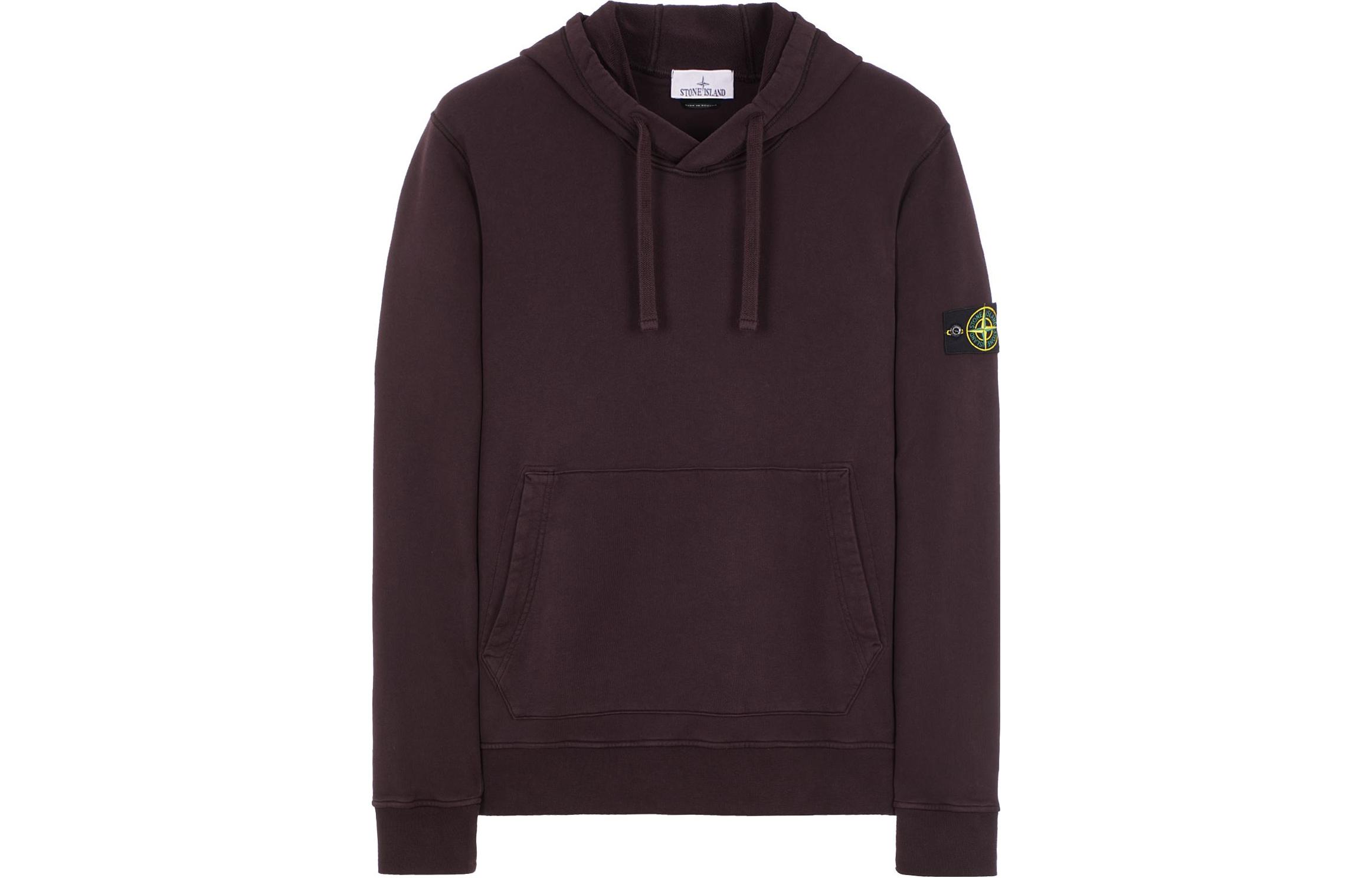 Stone Island FW23 Solid Color Hoodie with Logo Drawstring - Burgundy 791564151-V0011