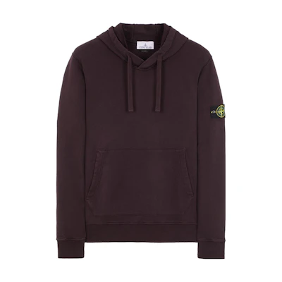 Stone Island FW23 Solid Color Hoodie with Logo Drawstring - Burgundy 791564151-V0011