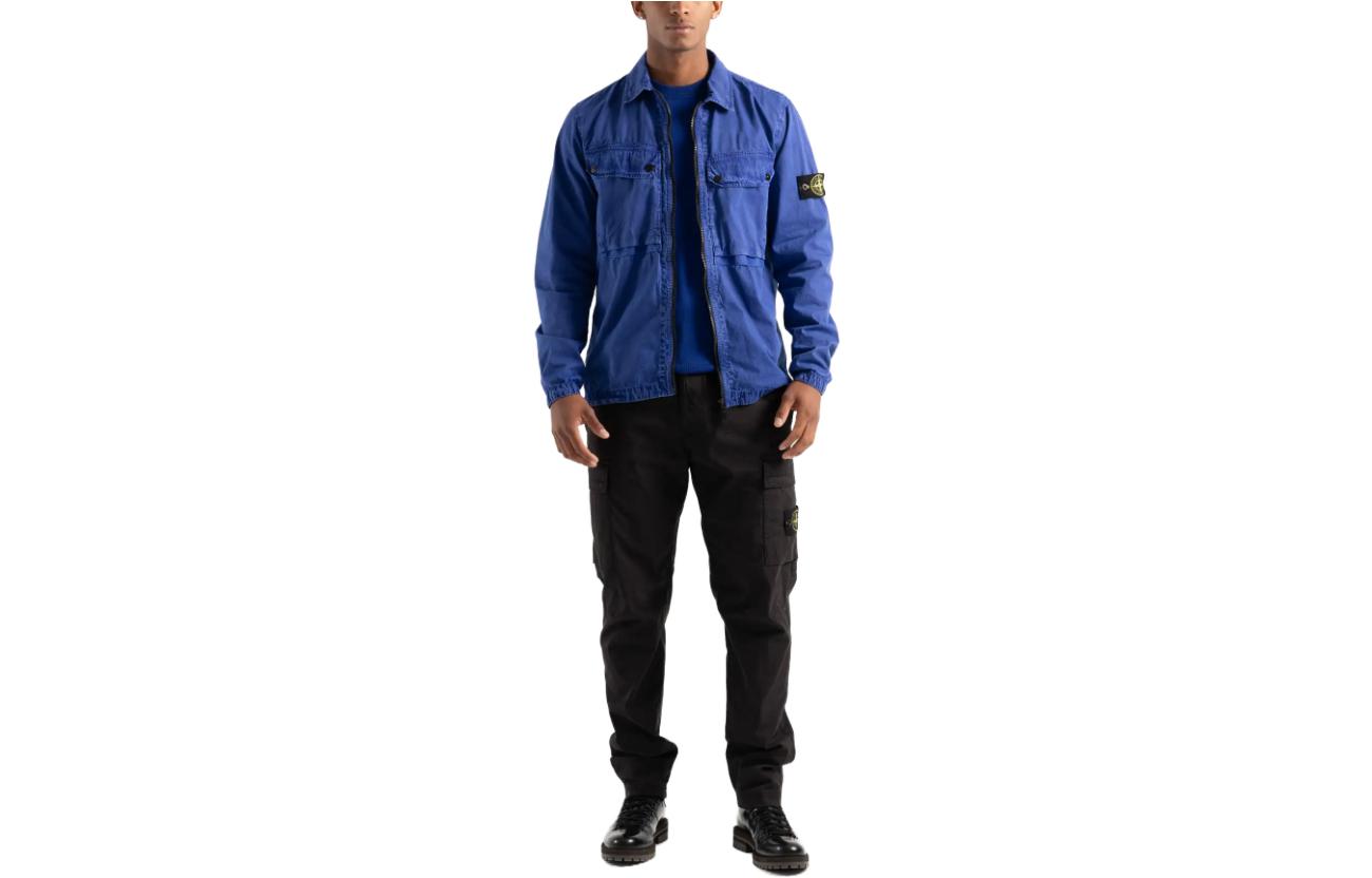 Stone Island FW23 Solid Color Logo Long Sleeve Jacket Blue 7915102WN-V0122