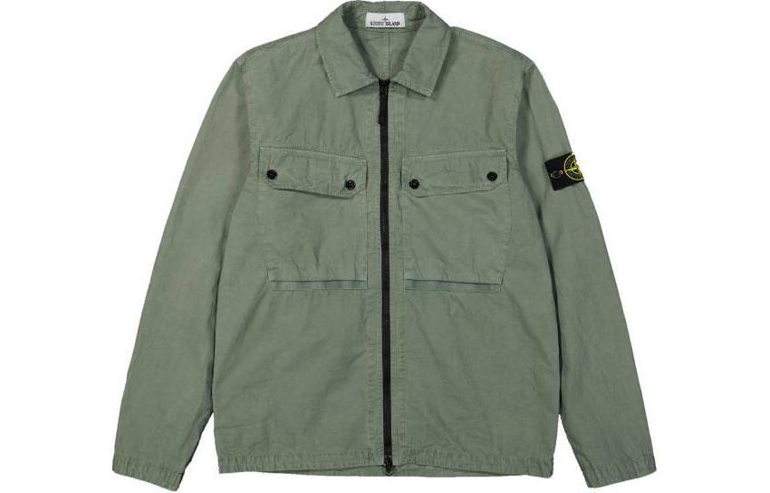 Stone Island FW23 Solid Color Logo Zip-Up Jacket Green 7915102WN-V0155