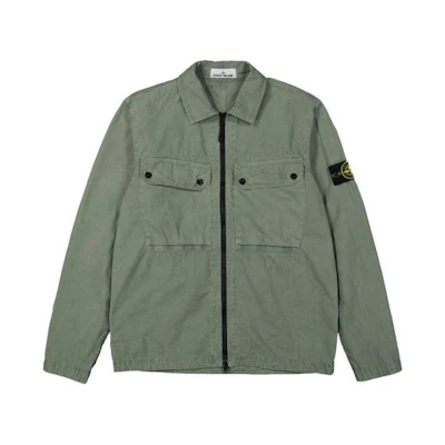 Stone Island FW23 Solid Color Logo Zip-Up Jacket Green 7915102WN-V0155