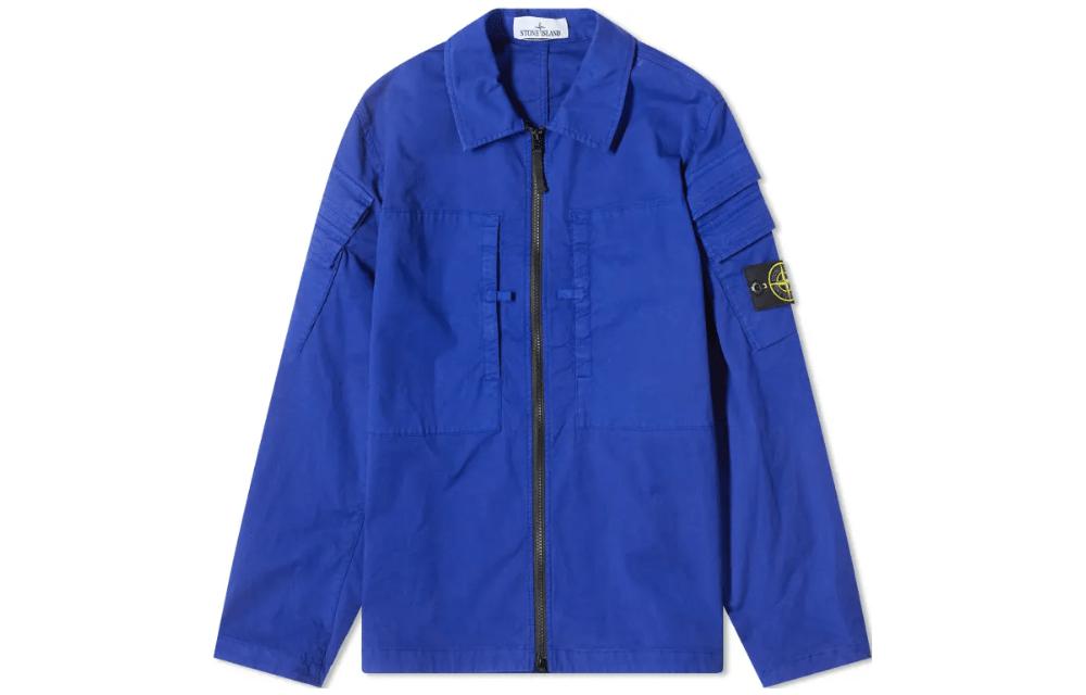 Stone Island FW23 Solid Color Zip-Up Collar Jacket Blue Mens Long Sleeve 791510610-V0022