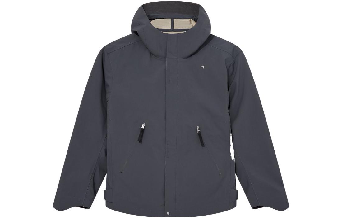 Stone Island FW23 Stellina 3L Gray Hooded Jacket with Star Embroidery Unisex 7915402G1-V0062