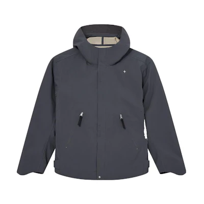 Stone Island FW23 Stellina 3L Gray Hooded Jacket with Star Embroidery Unisex 7915402G1-V0062