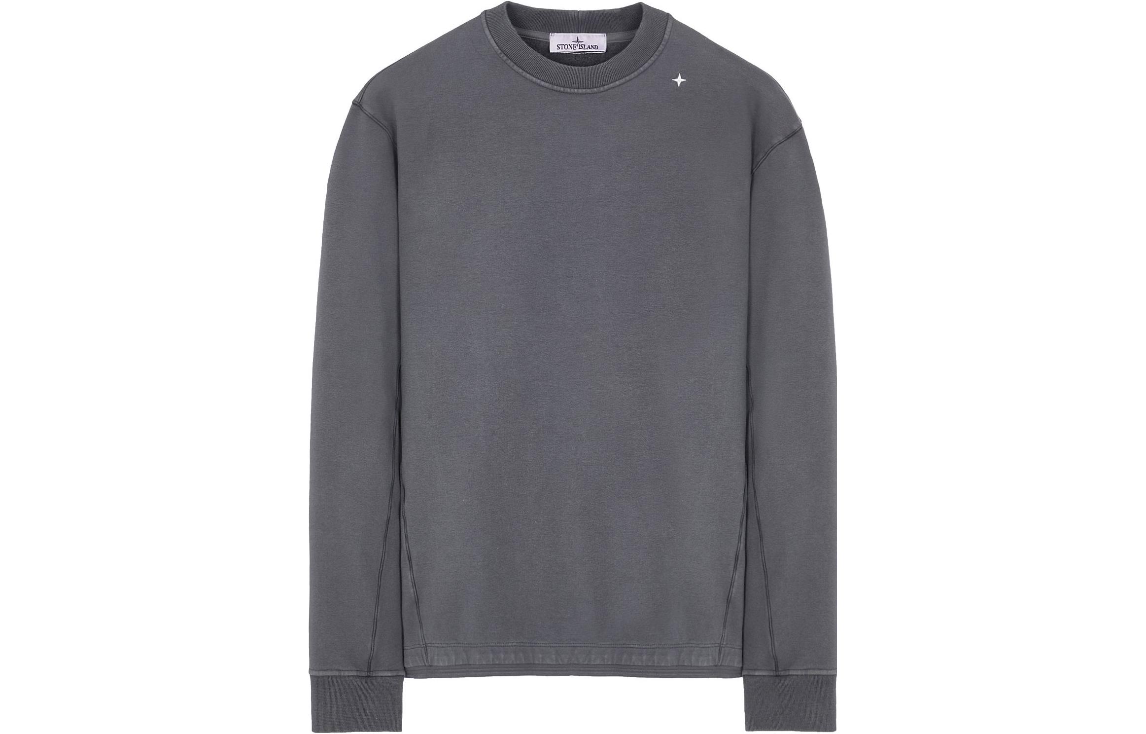 Stone Island FW23 Stellina Star Embroidered Fleece Pullover Sweatshirt Grey Unisex 7915601G5-V0062