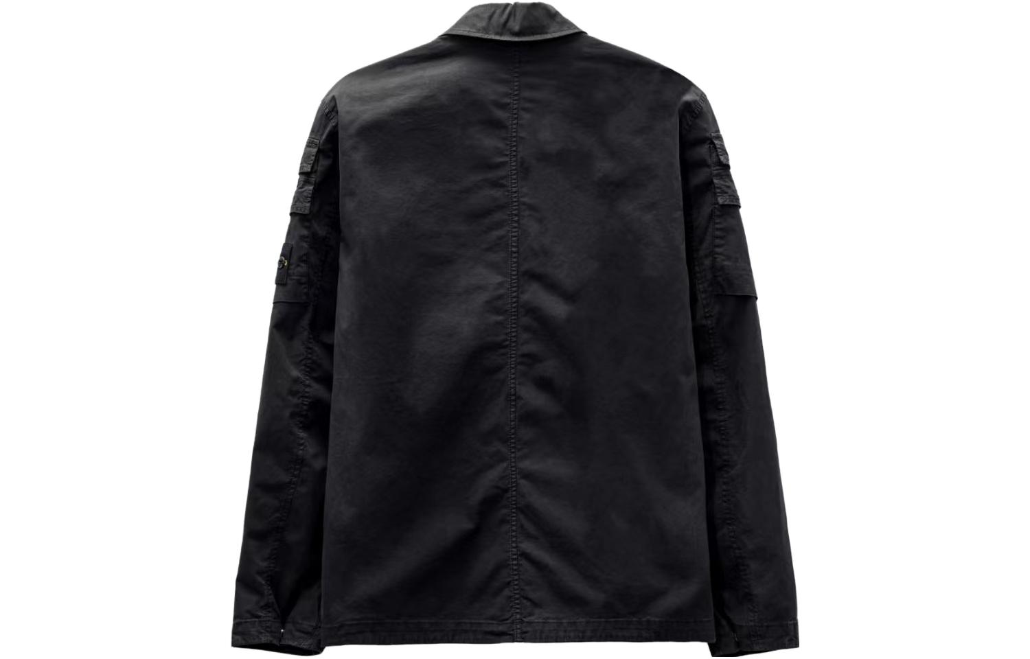 Stone Island FW23 Stretch Cotton Gabardine Badge Zip Shirt Jacket Black 791510610-V0029 圖 3
