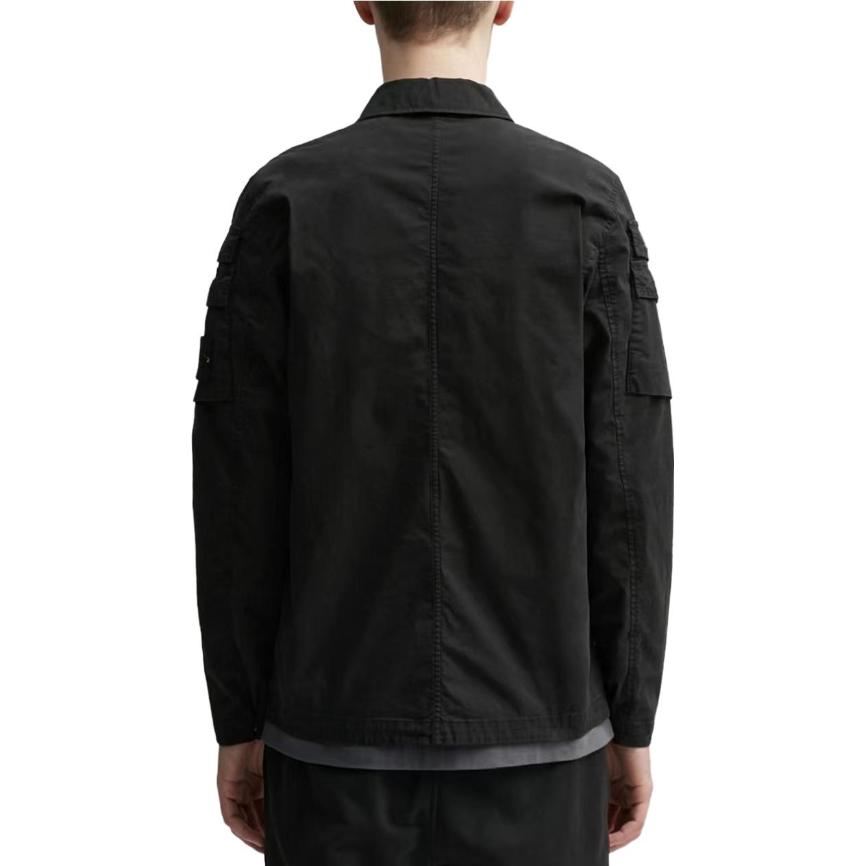 Stone Island FW23 Stretch Cotton Gabardine Badge Zip Shirt Jacket Black 791510610-V0029 圖 5
