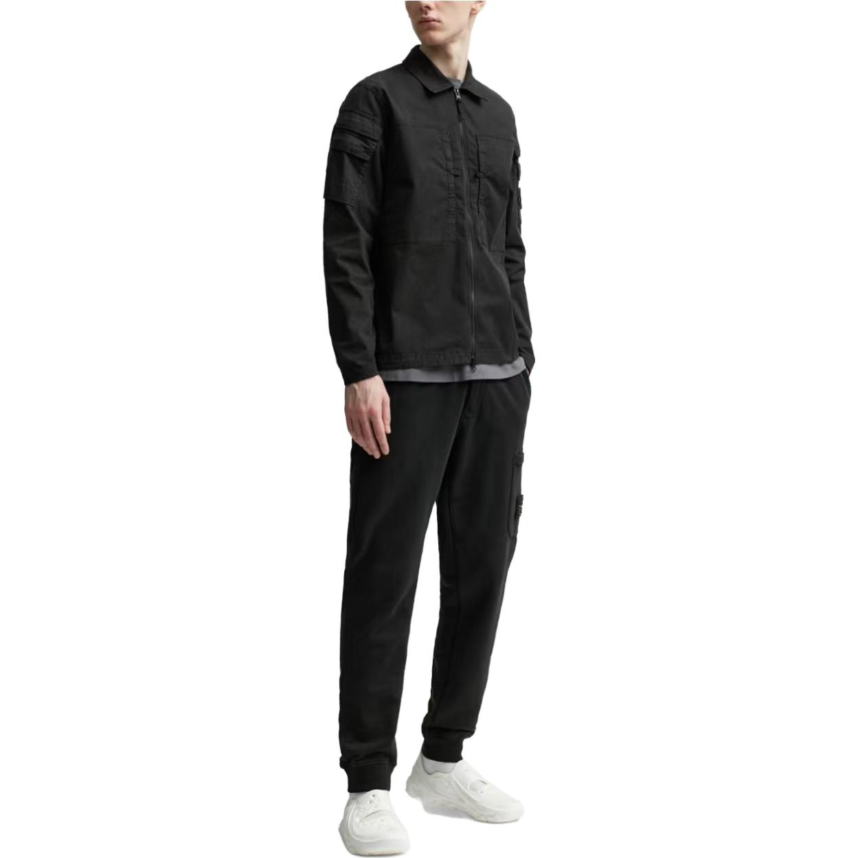 Stone Island FW23 Stretch Cotton Gabardine Badge Zip Shirt Jacket Black 791510610-V0029 圖 6