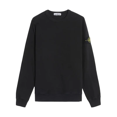 STONE ISLAND FW23 Unisex Black Logo Crewneck Fleece Sweatshirt 791562420-V0029