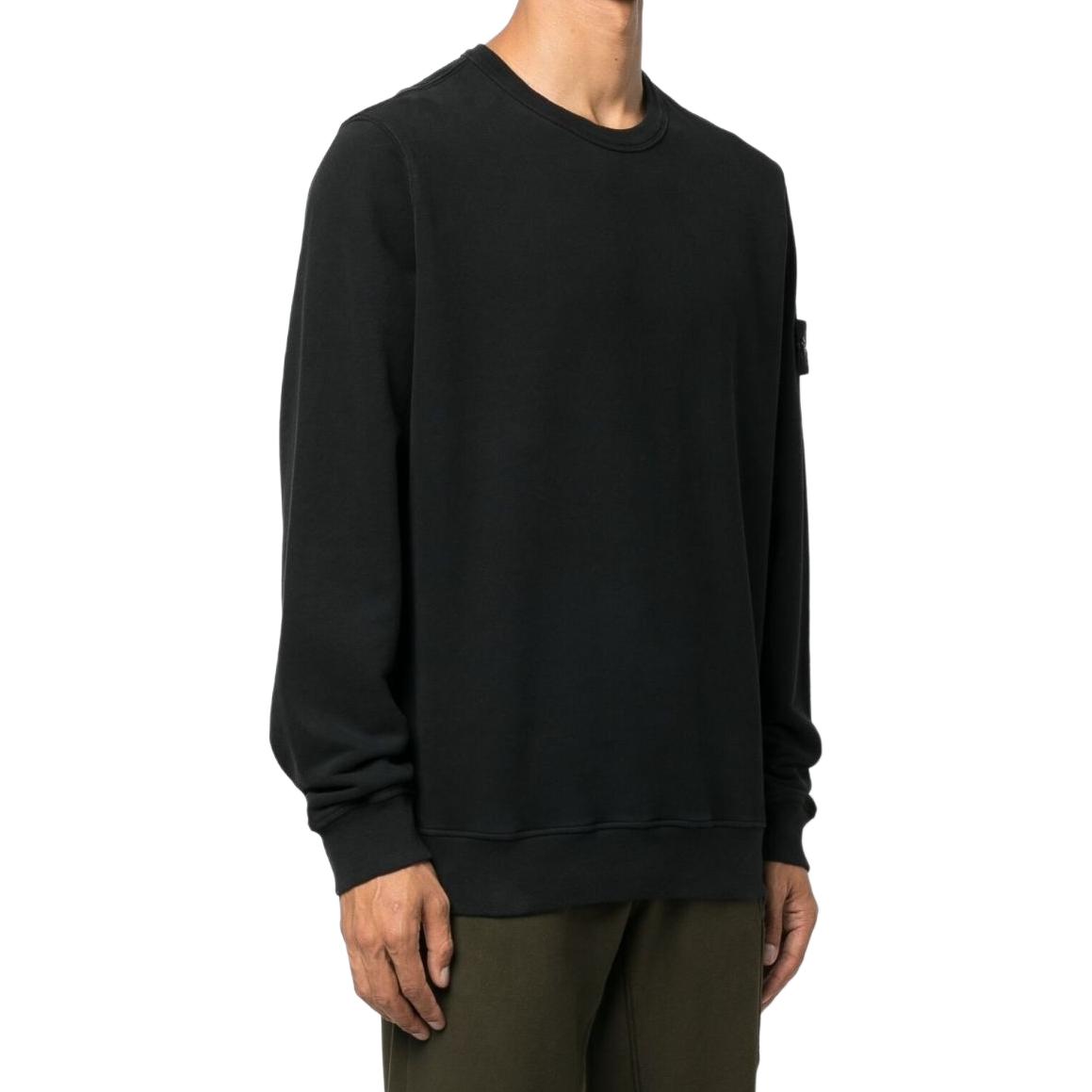 Lookbook STONE ISLAND FW23 男女款黑色標誌圓領抓絨長袖上衣 791562420-V0029