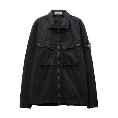 STONE ISLAND FW23 Washed Organic Cotton Double Pocket Jacket Shirt Black Unisex 7915102WN-V0129