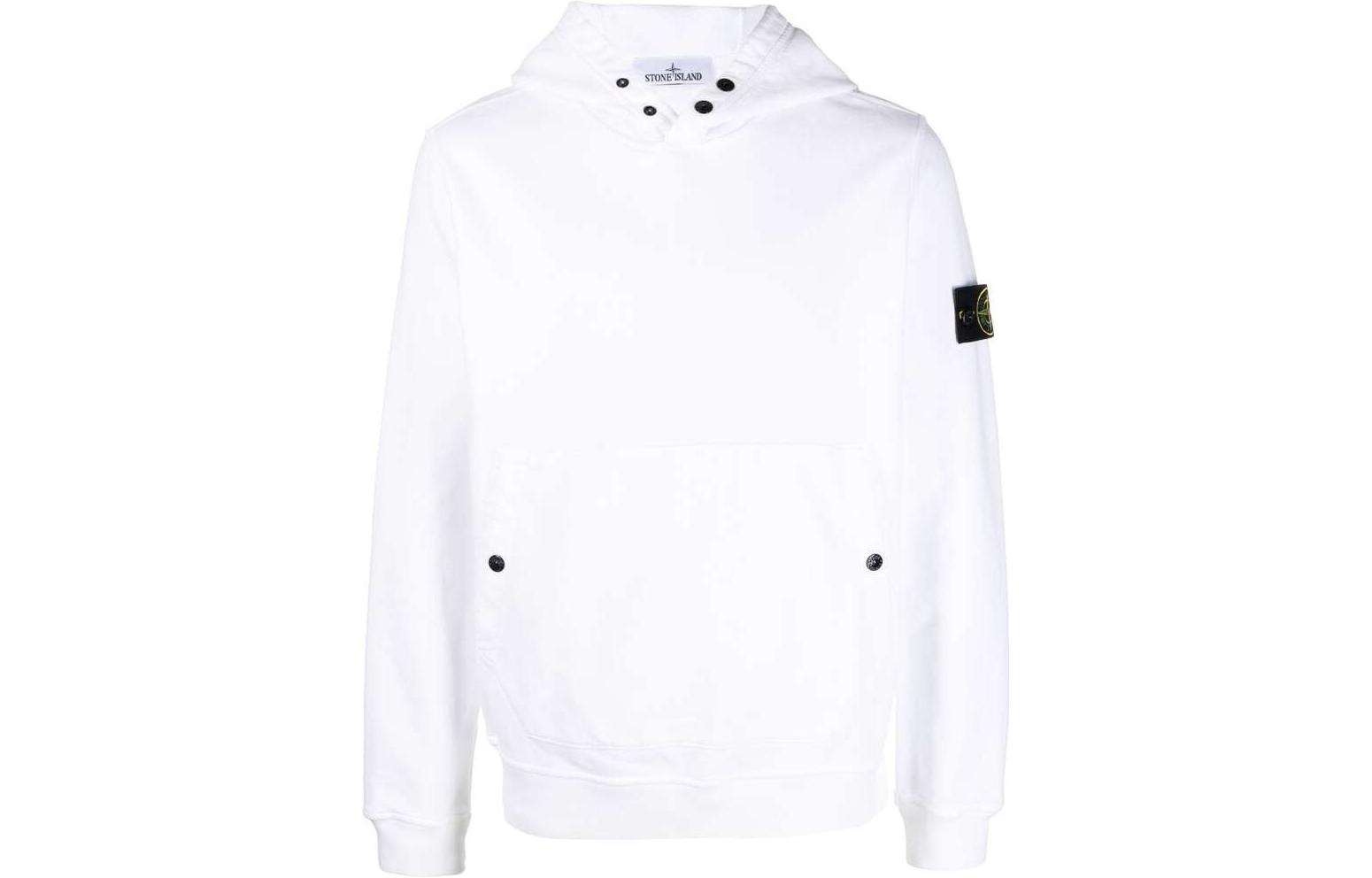 STONE ISLAND FW23 White Hoodie  Solid Color Logo Design 791561720-V0001