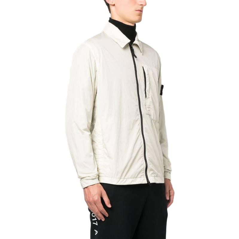 Stone Island FW23 White Nylon Zip-Up Jacket with Chest Pocket for Men. 791510723-V0097 圖 5