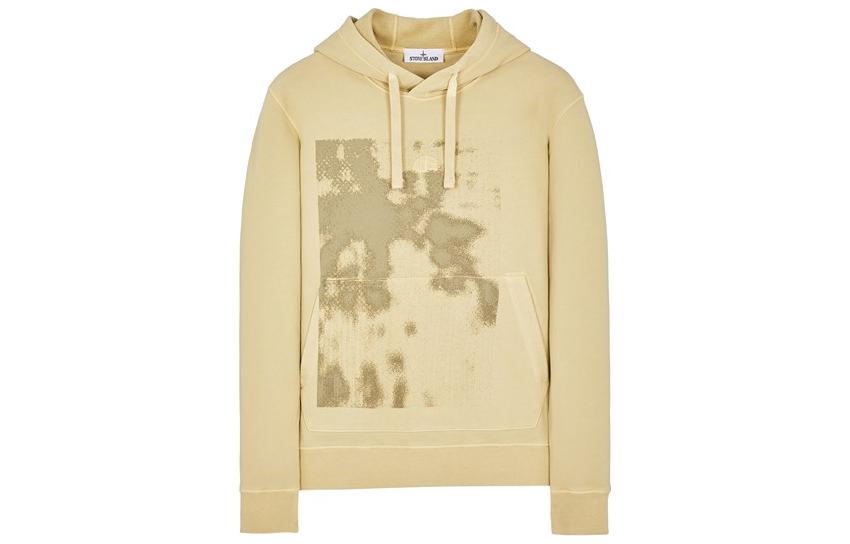 Stone Island FW23 Yellow Printed Embroidered Cotton Hoodie 791566660-V0091