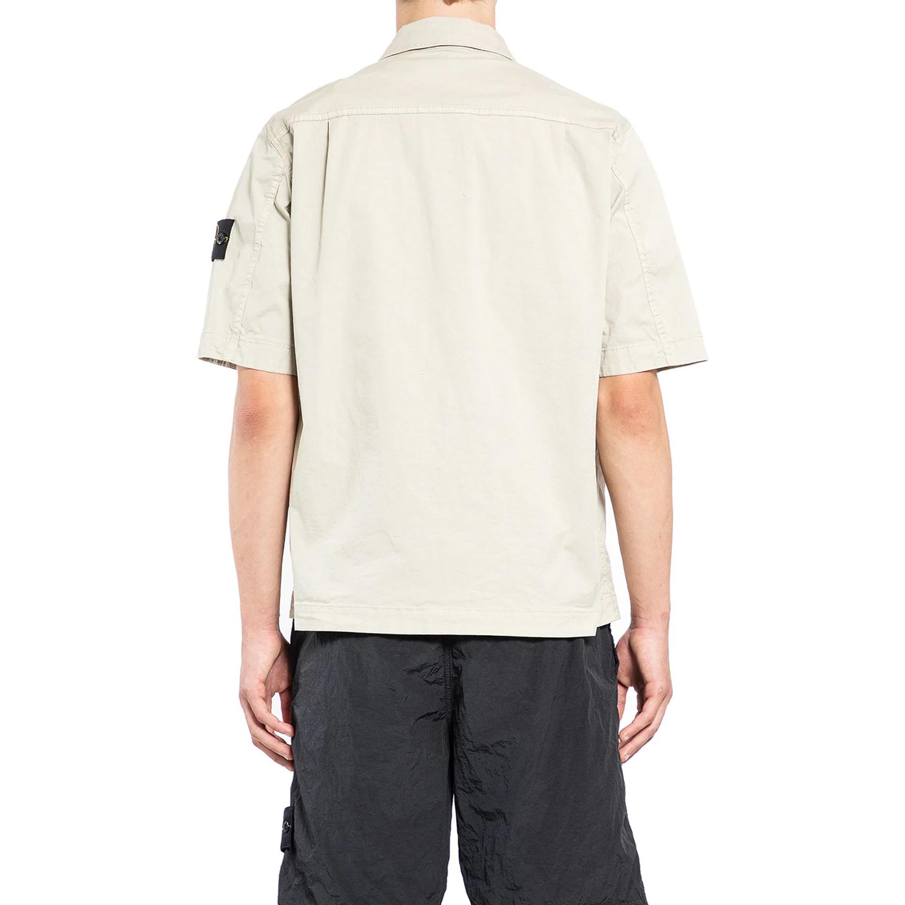 Shop Stone Island FW24 米色短袖襯衫 811512410-V0097