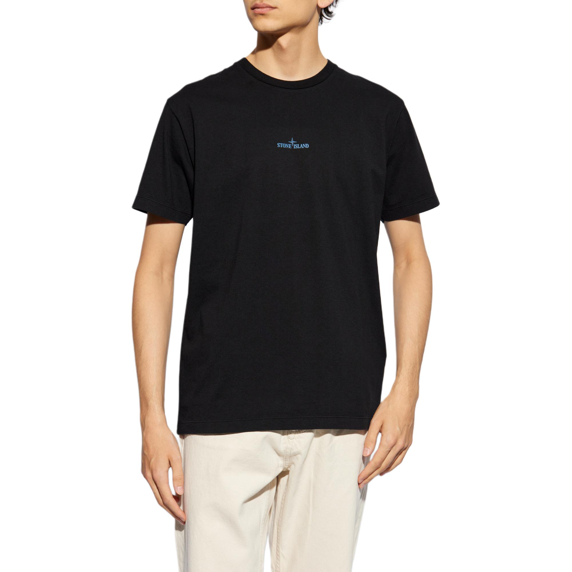 Shop ストーンアイランド FW24 ブラック ロゴ コットン 半袖 Tシャツ. 81152NS81 0-V0029