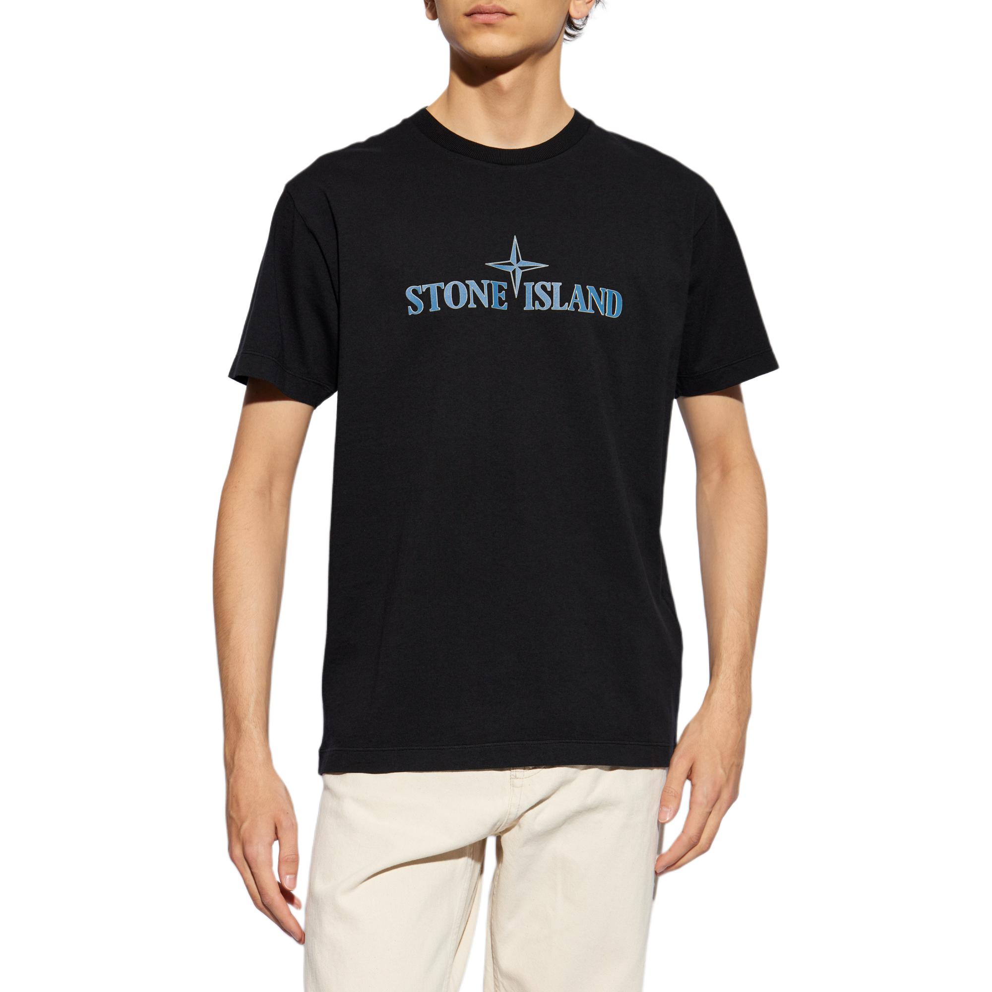 Shop STONE ISLAND 2024秋冬 黑色Logo短袖T恤 休閒舒適 81152NS80 0-V0029