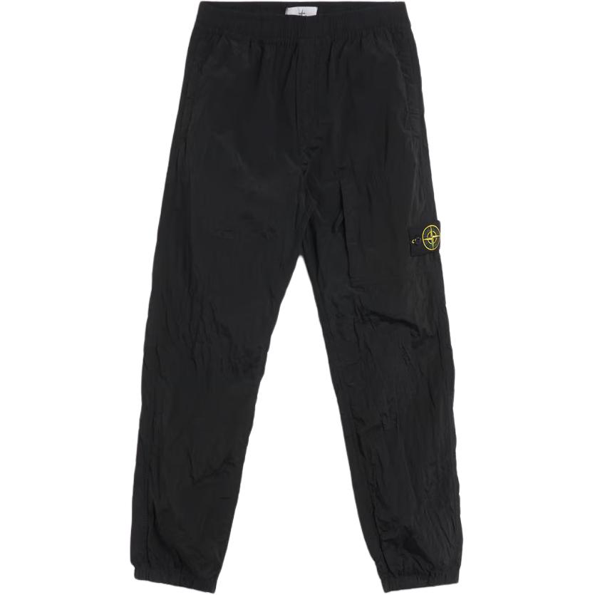 STONE ISLAND FW24  Black Relaxed Fit Nylon Joggers with Elastic Waistband. 811531019-V0029